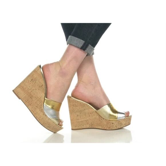 VERONICA BEARD Womens 1-1/2" Cork Platform Dali Open Heeled Sandal Size 9 - Picture 1 of 4